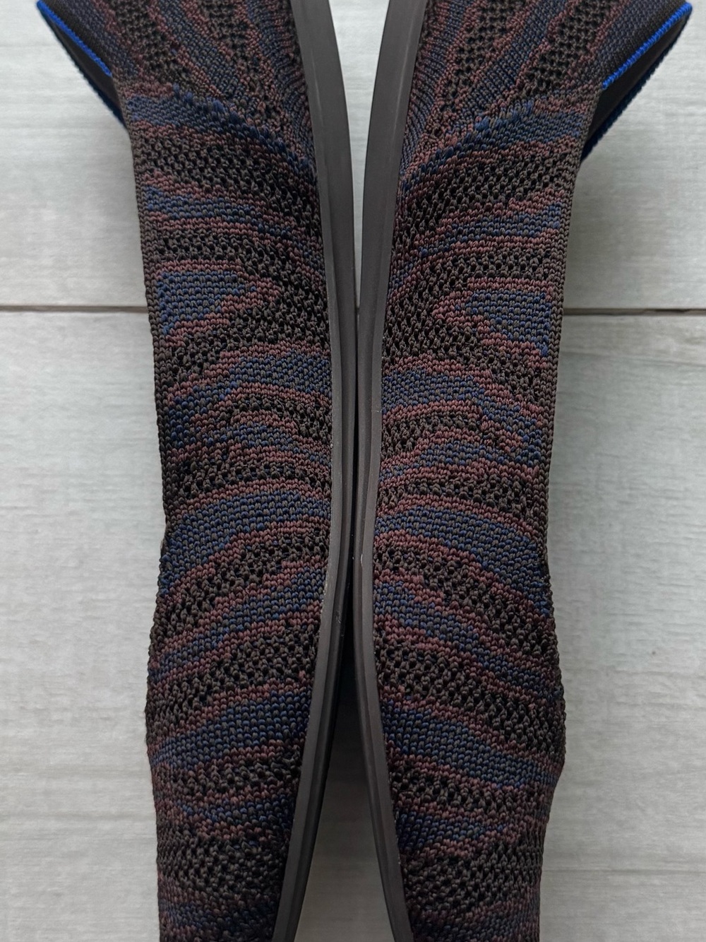 Rothy’s The Flat Sapphire Zebra Knit Ballet Flats Brown Blue Women’s Sz 10.5 - Picture 3 of 5